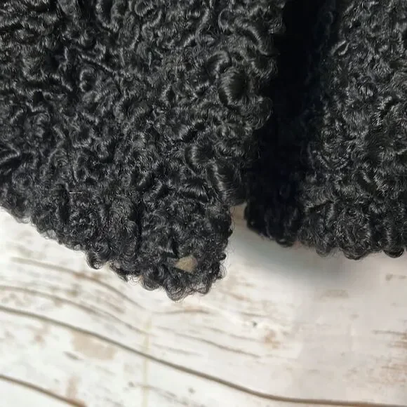 Meyer Epstein Furs London Ontario Unique Black Lambswool Coat With Mink Fur Trim - Picture 9 of 14